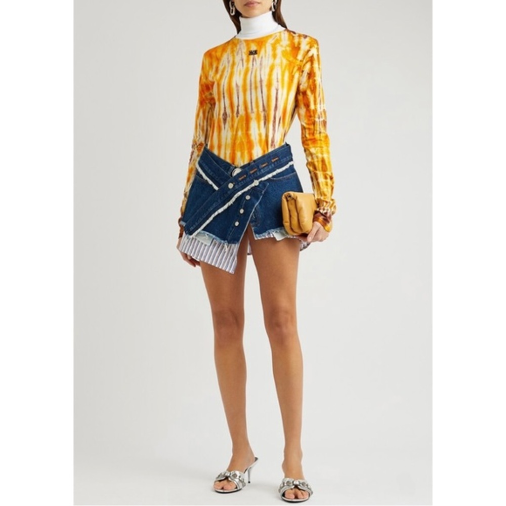 MERYLL ROGGE DENIM WRAP MINI SKIRT